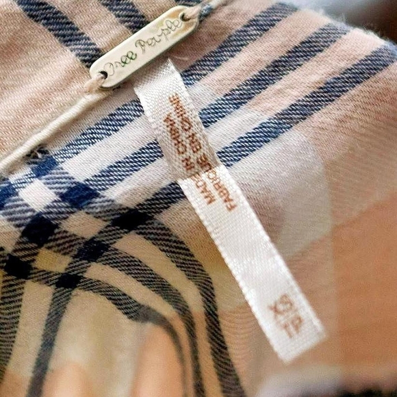 Free People Pink and Black Plaid Button-Down Shirt - Picture 6 of 7